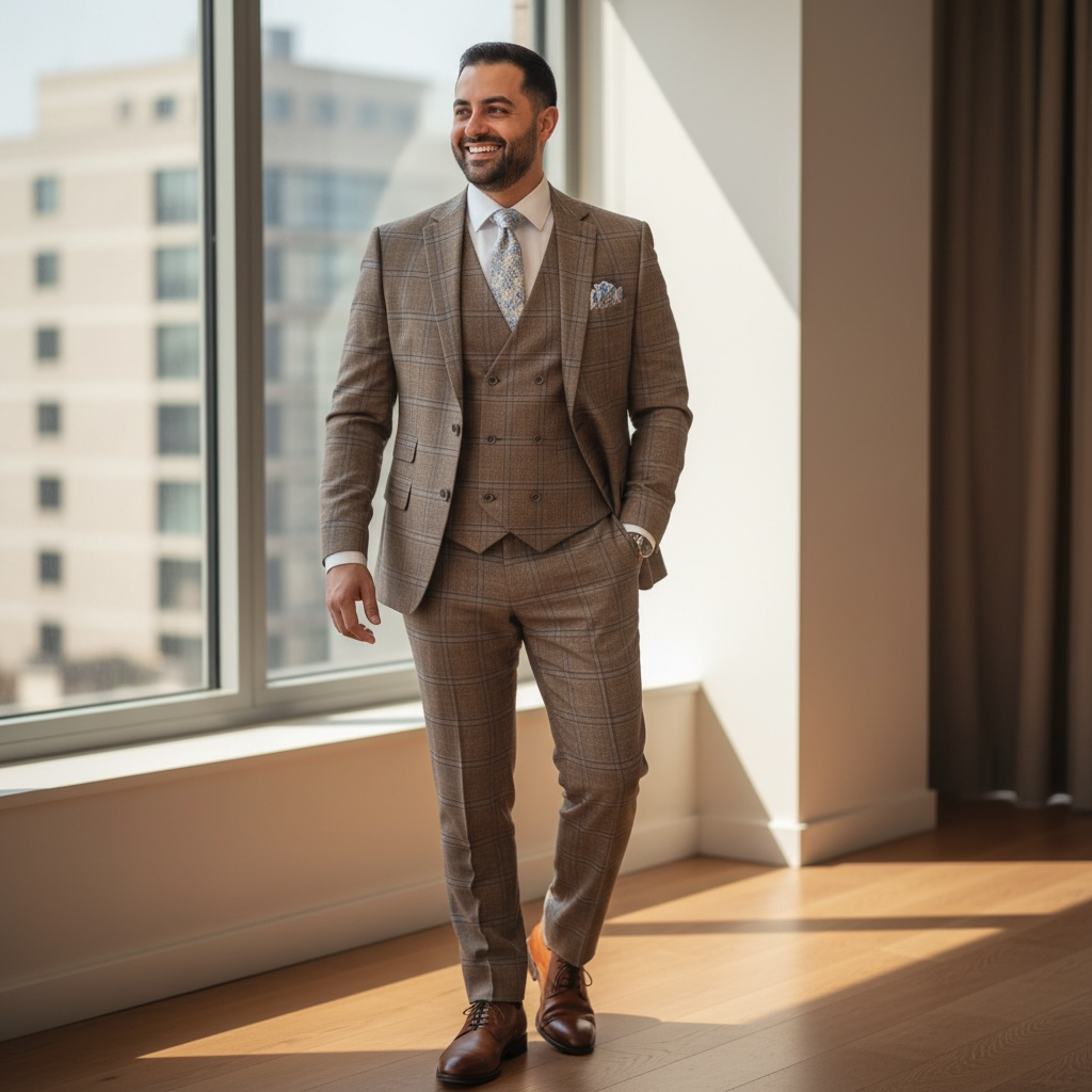 CAPUCCI | 3PC-VBD-MF | 3PC STRETCH PLAID VESTED SUIT