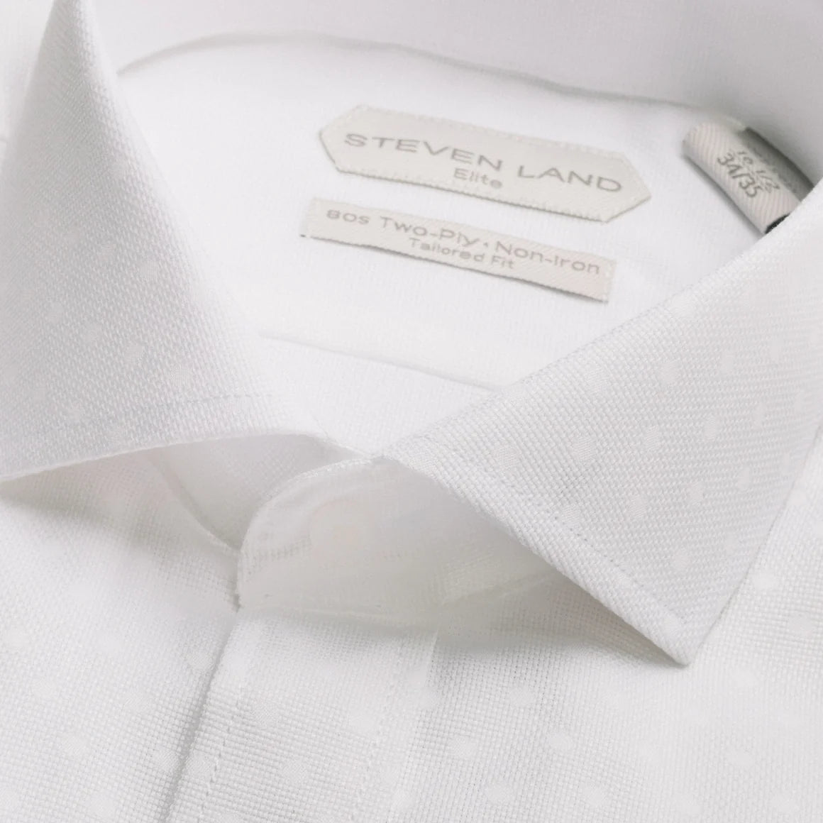 STEVEN LAND | DSW2516F | THE MARIO | SPREAD COLLAR | ROUNDED FRENCH CUFF | WHITE DOTS