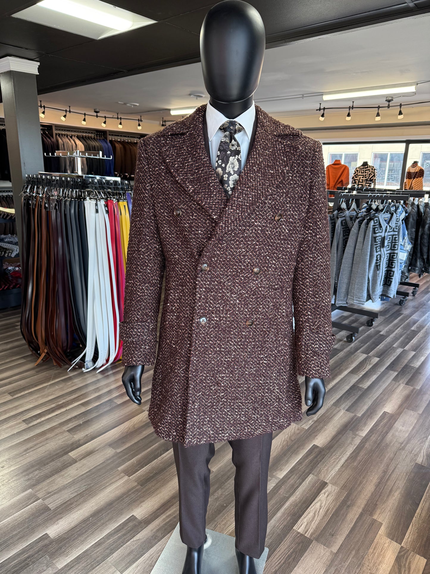 CIGAR SIGNATURE BRAND | TC-1482 | DOUBLE BREASTED TWEED TOPCOAT