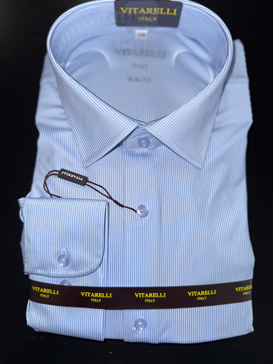 VITARELLI | 600-6 | STRIPE PRINT SUPER STRETCH BUTTON UP