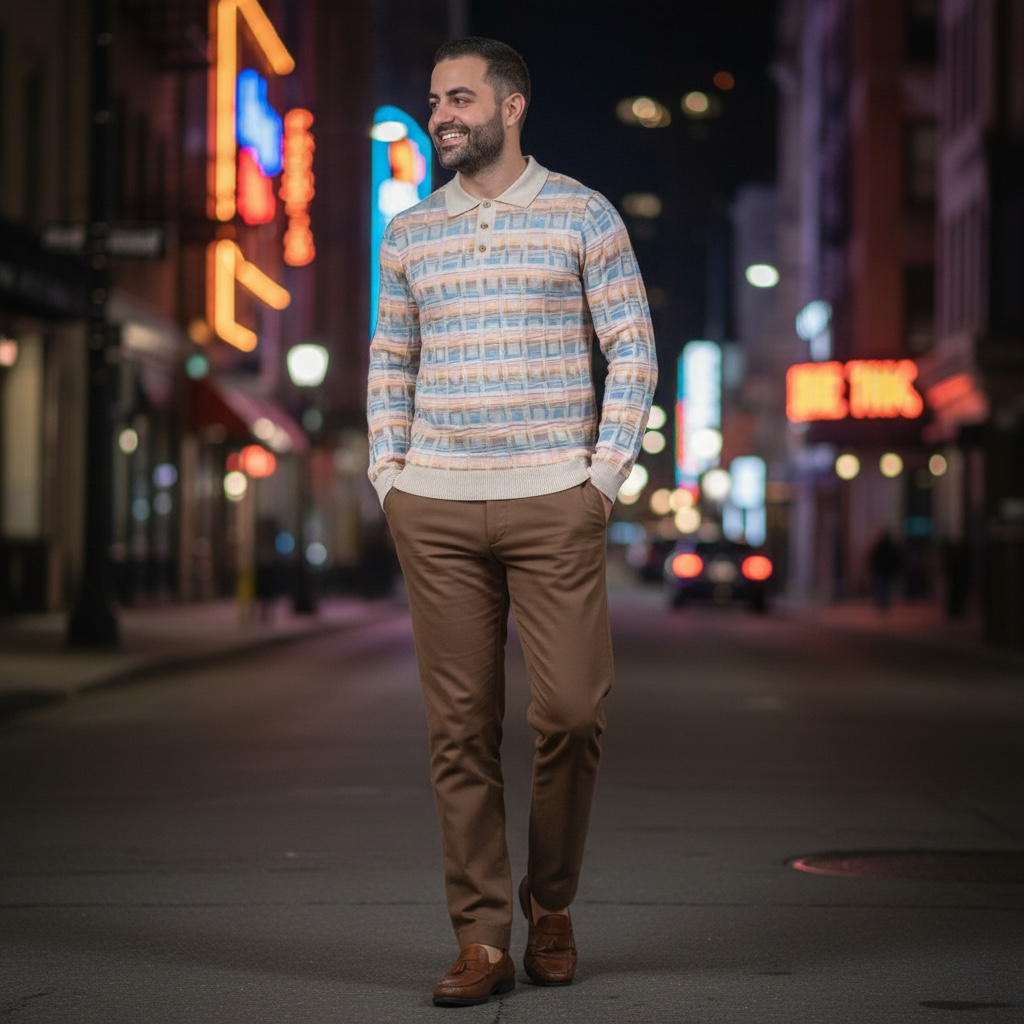 PRESTIGE | SW-662 | 3 BUTTON TEXTURED POLO SWEATER