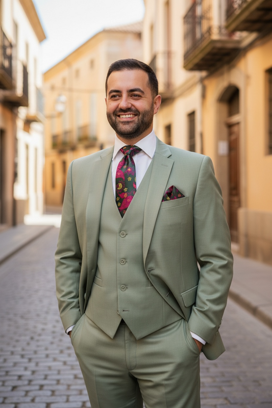 CAPUCCI | 3PC-MF STYLE 103 | 3PC STRETCH SOLID VESTED SUIT