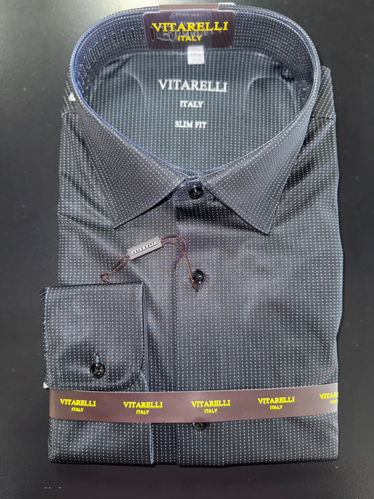 VITARELLI | 397 | POLKA DOT PRINT SUPER STRETCH BUTTON UP
