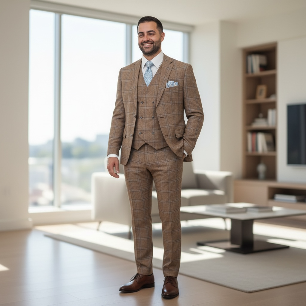 CAPUCCI | 3PC-VBD-MF | 3PC STRETCH PLAID VESTED SUIT