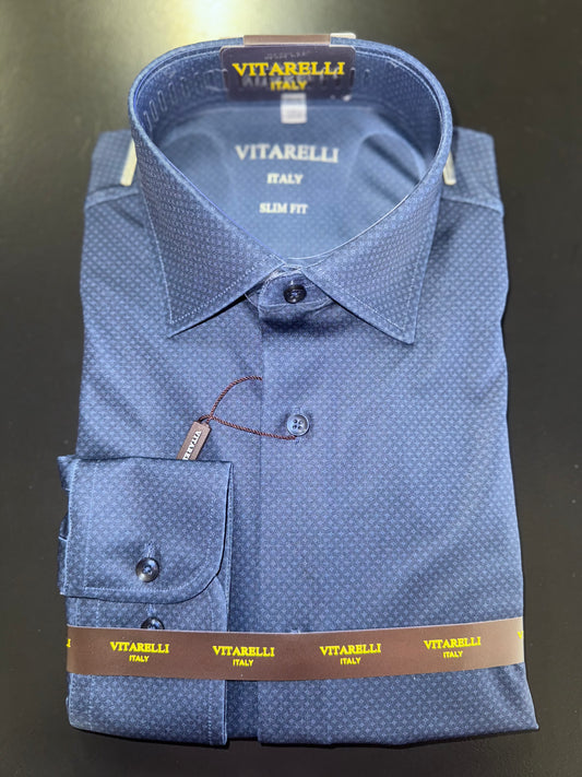 VITARELLI | 105 | DIAMOND PRINT SUPER STRETCH BUTTON UP