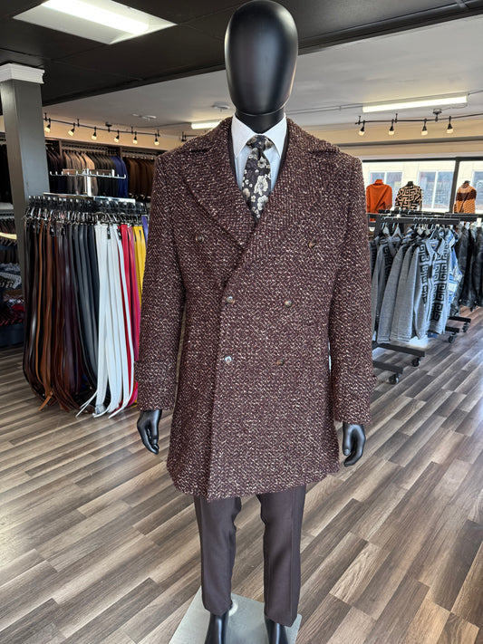 CIGAR SIGNATURE BRAND | TC-1482 | DOUBLE BREASTED TWEED TOPCOAT