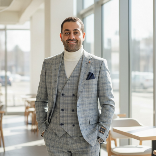 CAPUCCI | 3PC-VBD-MF | 3PC STRETCH PLAID VESTED SUIT