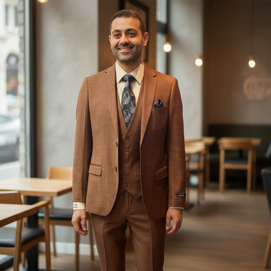 STUDIO FERARA | 31301 | 3PC PLAID SUIT | SLIM FIT