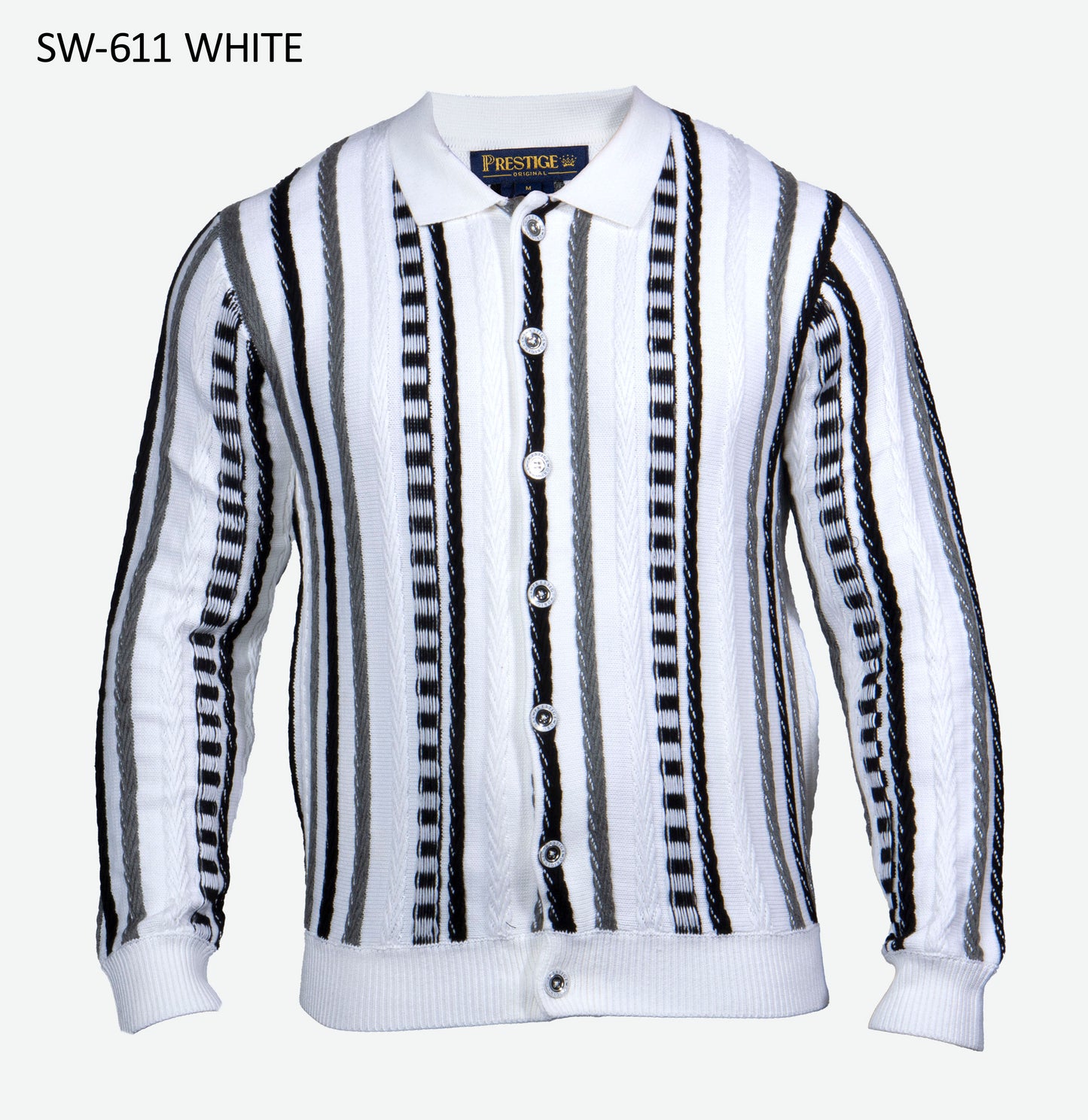 PRESTIGE | SW-611 | TEXTURED BUTTON DOWN SWEATER