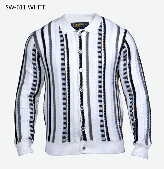 PRESTIGE | SW-611 | TEXTURED BUTTON DOWN SWEATER