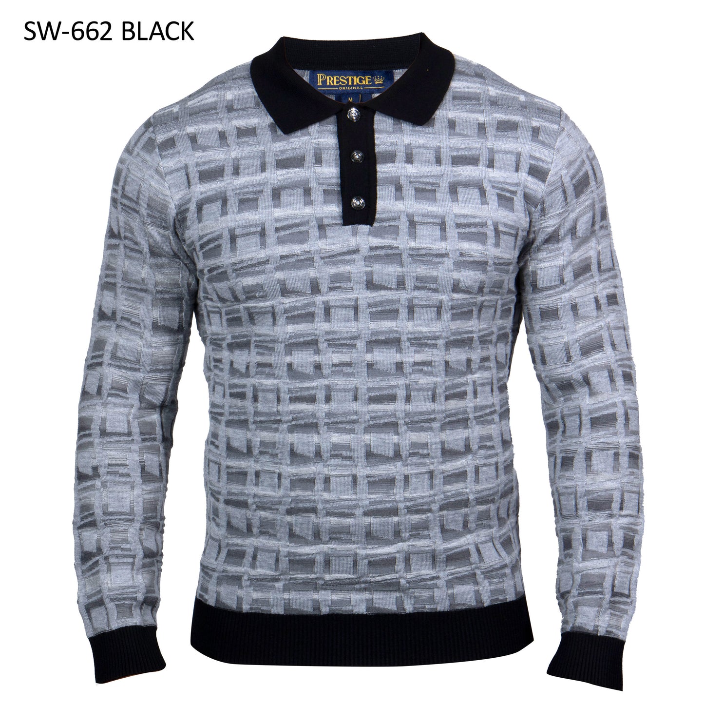 PRESTIGE | SW-662 | 3 BUTTON TEXTURED POLO SWEATER