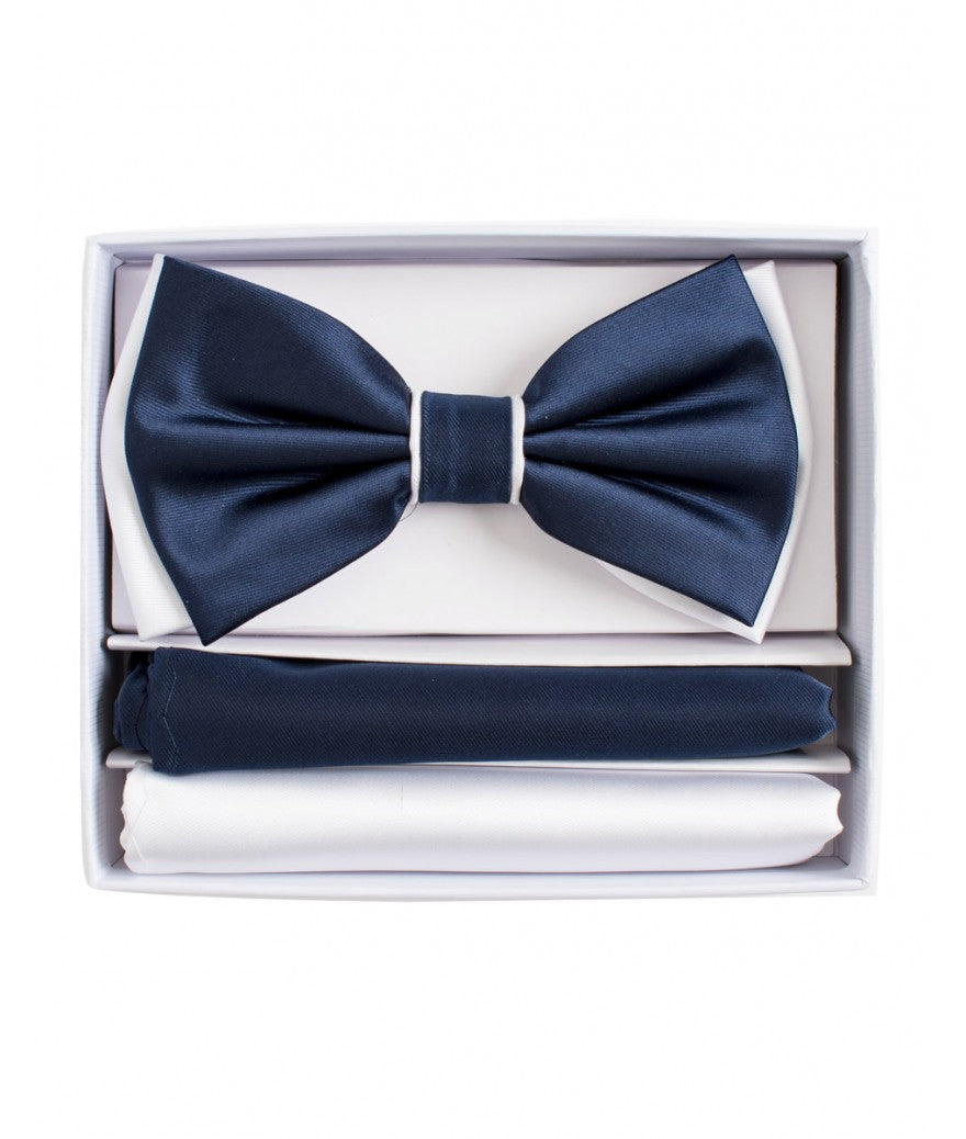 BRAND Q | BT2T100 | PRETIED 2 TONE SATIN BOW TIE W/ 2-HANKIES