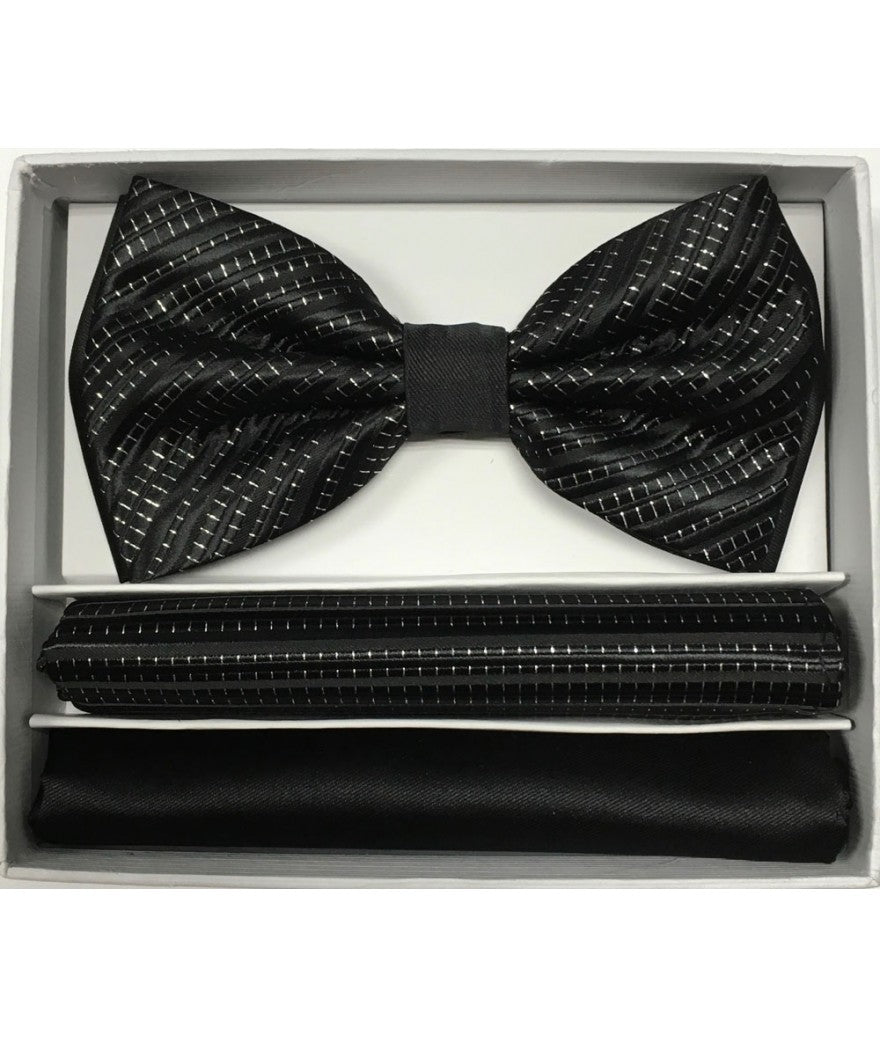 BRAND Q | BT2T108 | PRETIED 2 TONE SATIN BOW TIE W/ 2-HANKIES