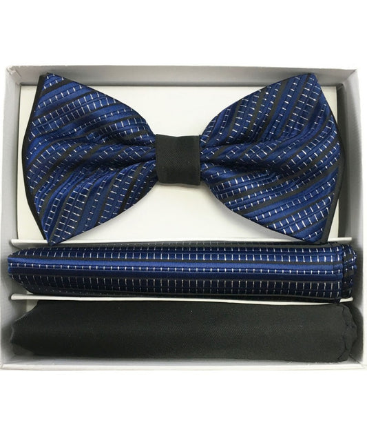 BRAND Q | BT2T108 | PRETIED 2 TONE SATIN BOW TIE W/ 2-HANKIES