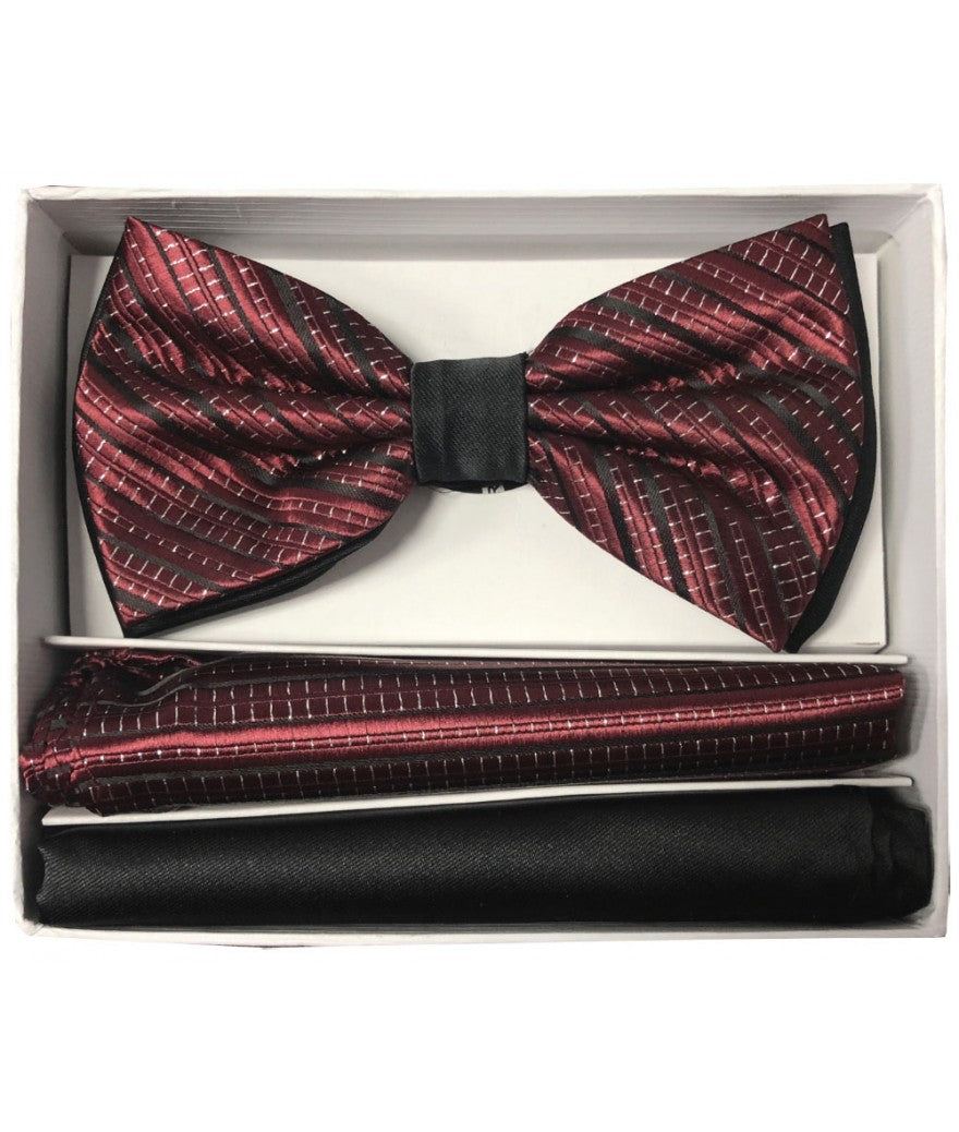 BRAND Q | BT2T108 | PRETIED 2 TONE SATIN BOW TIE W/ 2-HANKIES